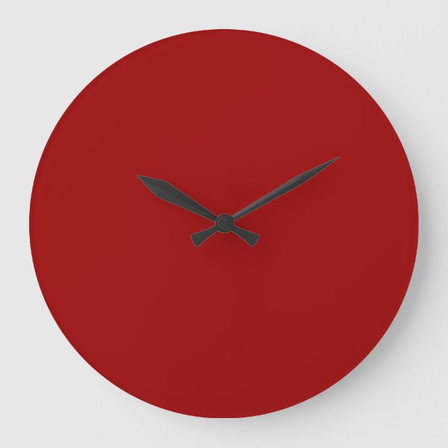 Crimson Red Solid Colour Large Clock (Front)