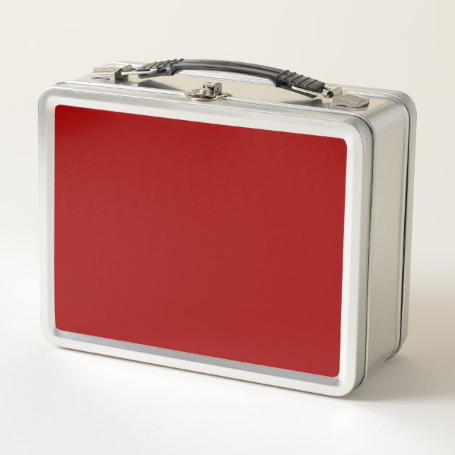 Crimson Red Solid Colour Metal Lunch Box (Front)