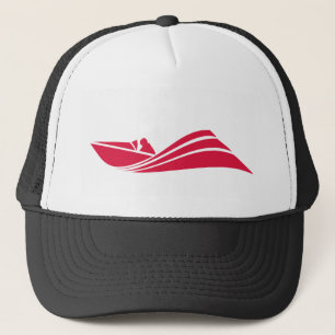 Crimson Red Speed Boat Trucker Hat
