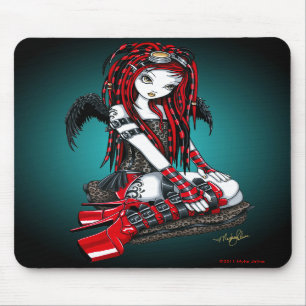 "Crimson" Red Tattoo Cyber Goth Angel Mousepad