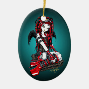 "Crimson" Red Tattoo Cyber Goth Angel Ornament