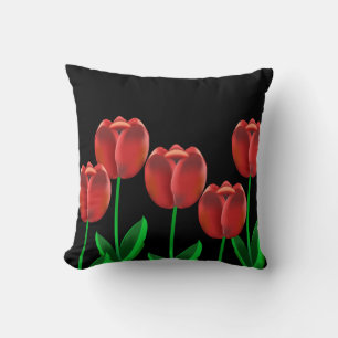 Crimson Red Tulips Cushion