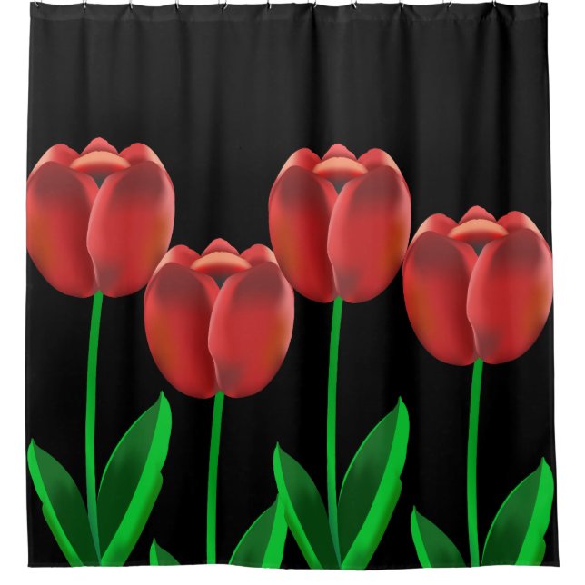 Crimson Red Tulips Shower Curtain (Front)