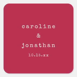Crimson Red Typewriter Christmas Wedding Favour Square Sticker