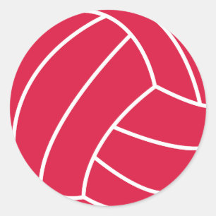 Crimson Red Volleyball Classic Round Sticker