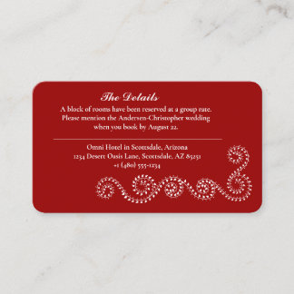 Crimson Red Wedding with Delicate Flourish Enclosure Card