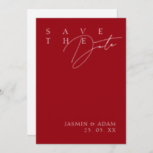 Crimson Red White Modern Typography Wedding Save The Date