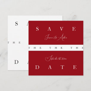 Crimson Red White Typography Wedding Save the Date