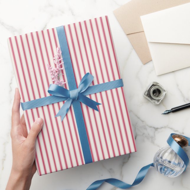 Crimson Ribbon Stripe Wrapping Paper (Gifting)