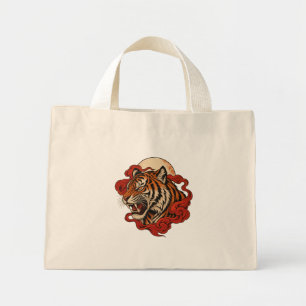 Crimson Roar — Japanese-Inspired Tiger Art Mini Tote Bag