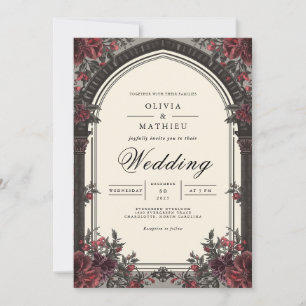 Crimson Rose Archway Wedding Invitation