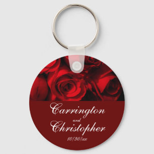 "Crimson Rose Bouquet" - Personalized [a] Key Ring