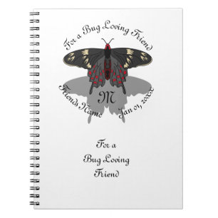 Crimson Rose Butterfly Shadow Monogram Notebook