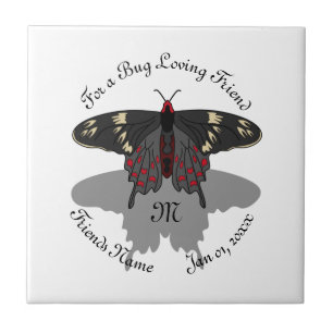 Crimson Rose Butterfly Shadow Monogram Tile
