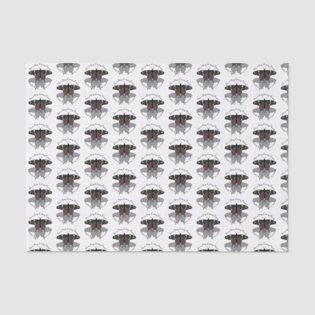 Crimson Rose Butterfly Shadow Monogram Tissue Paper (Front)