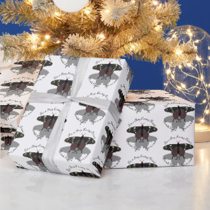Crimson Rose Butterfly Shadow Monogram Wrapping Paper