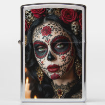 Crimson Rose Calavera – Elegant Day of the Dead