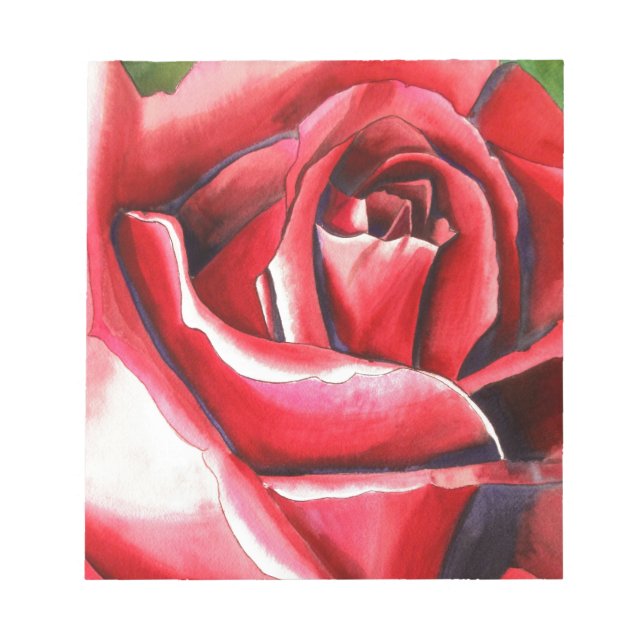 Crimson Rose flower watercolor art painting Notepad (Front)