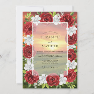 Crimson Rose Painted Wedding Invitation