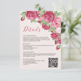 Crimson Rose Wedding Details Enclosure Card