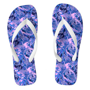Crimson Rosella Tropical Blue Flip Flops