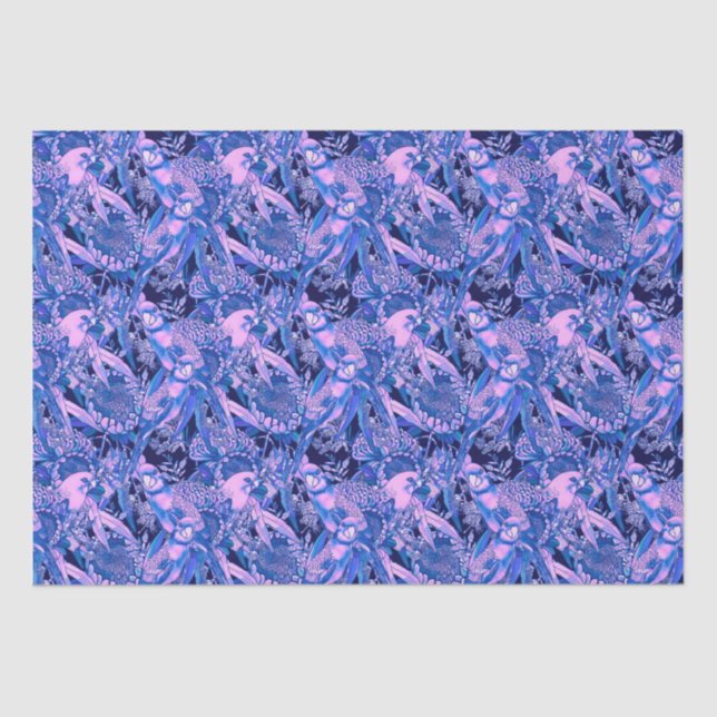 Crimson Rosella Tropical Blue Tissue Paper (Front)