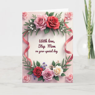 Crimson Roses Step Mum Card