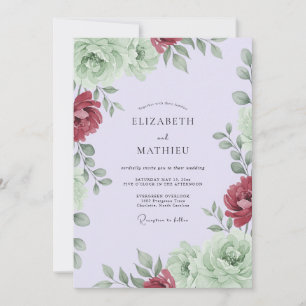 Crimson Sage Foliage Eucalyptus Wedding Invitation