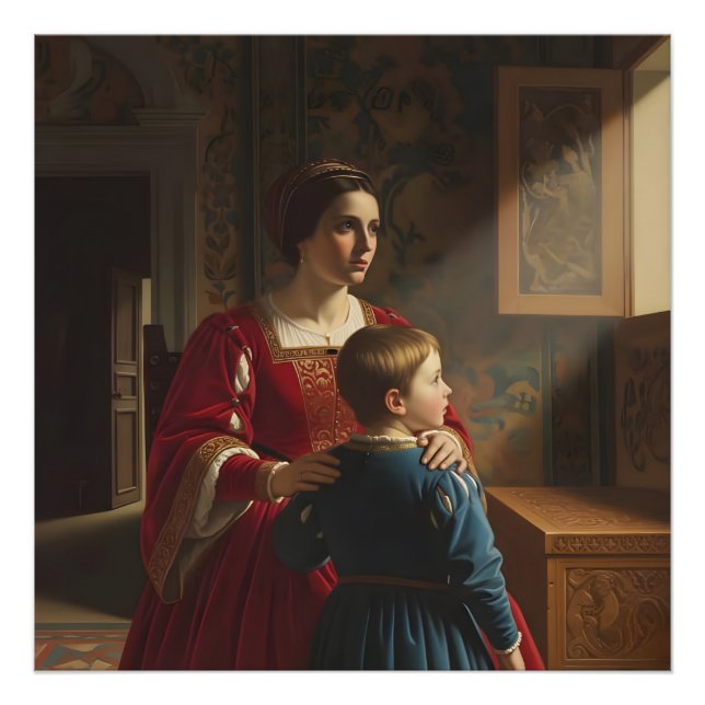 Crimson & Sapphire Whispers: Victorian Mother and  Photo Print (Front)