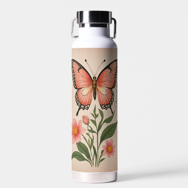 Crimson Serenade Personalised Water Bottle (Front)