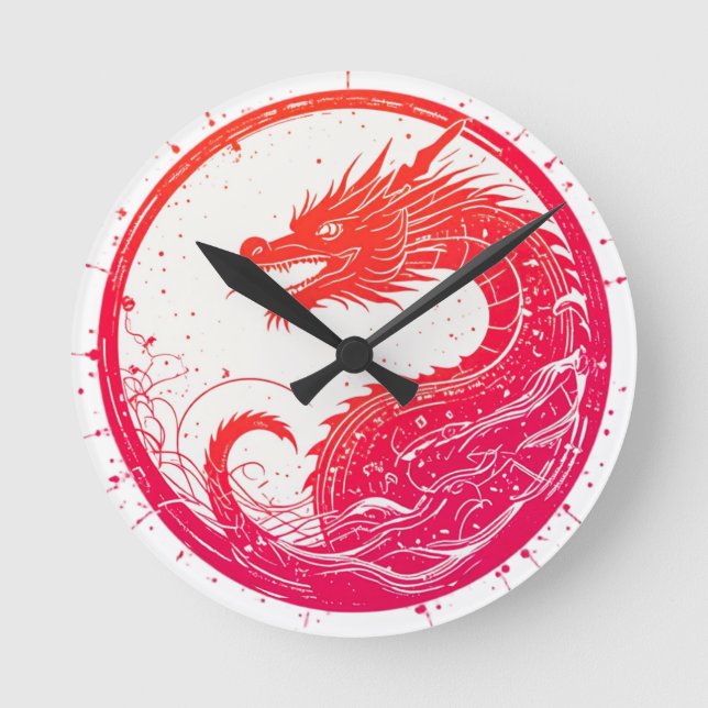 Crimson Serpent Emblem Round Clock (Front)