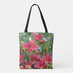 Crimson Shadows Rainy Day Daylilies Tote Bag