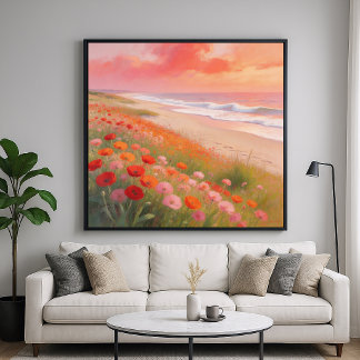 Crimson Shore - Pastel Painting Style Art Poster