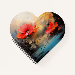 Crimson Silence – Abstract Poppies in Urban Light Notebook