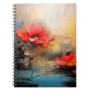 Crimson Silence – Abstract Poppies in Urban Light Notebook