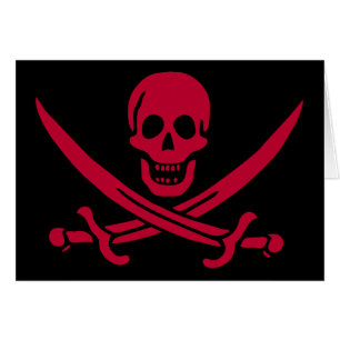 Crimson Skull & Swords Pirate flag of Calico Jack