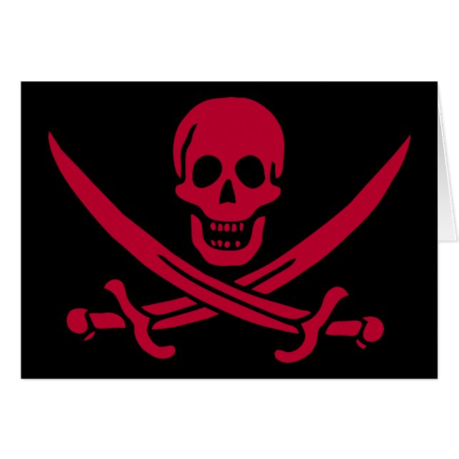 Crimson Skull & Swords Pirate flag of Calico Jack (Front Horizontal)