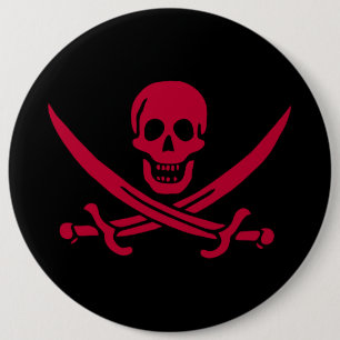 Crimson Skull & Swords Pirate flag of Calico Jack 6 Cm Round Badge