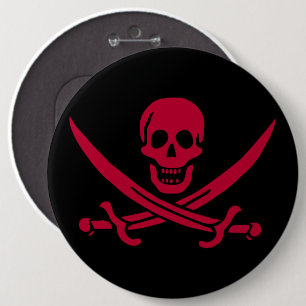 Crimson Skull & Swords Pirate flag of Calico Jack 6 Cm Round Badge