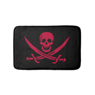Crimson Skull & Swords Pirate flag of Calico Jack Bath Mat