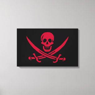 Crimson Skull & Swords Pirate flag of Calico Jack Canvas Print