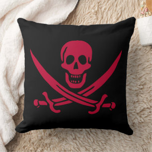 Crimson Skull & Swords Pirate flag of Calico Jack Cushion