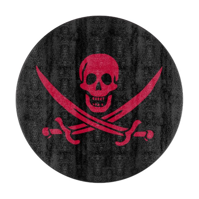 Crimson Skull & Swords Pirate flag of Calico Jack Cutting Board (Front)