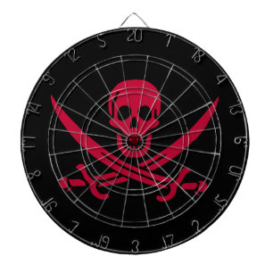 Crimson Skull & Swords Pirate flag of Calico Jack Dartboard