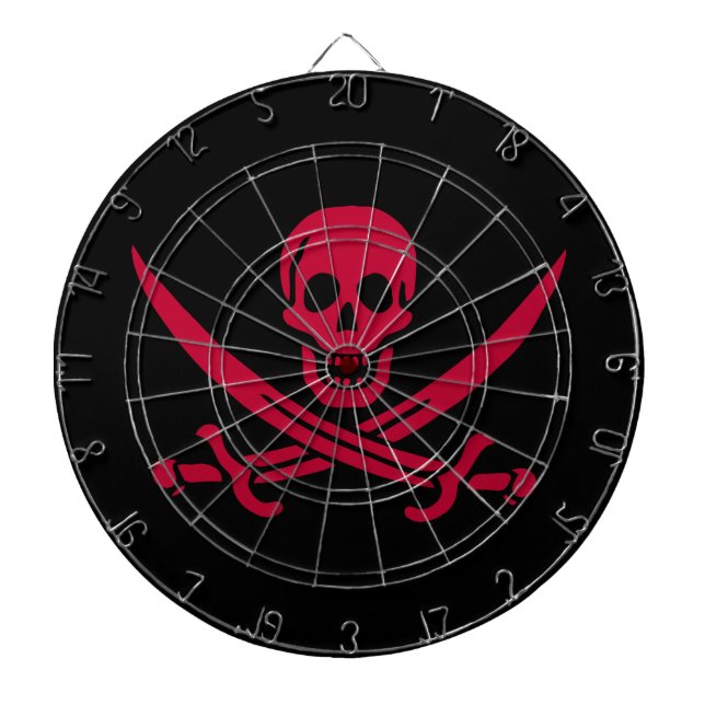 Crimson Skull & Swords Pirate flag of Calico Jack Dartboard (Front)