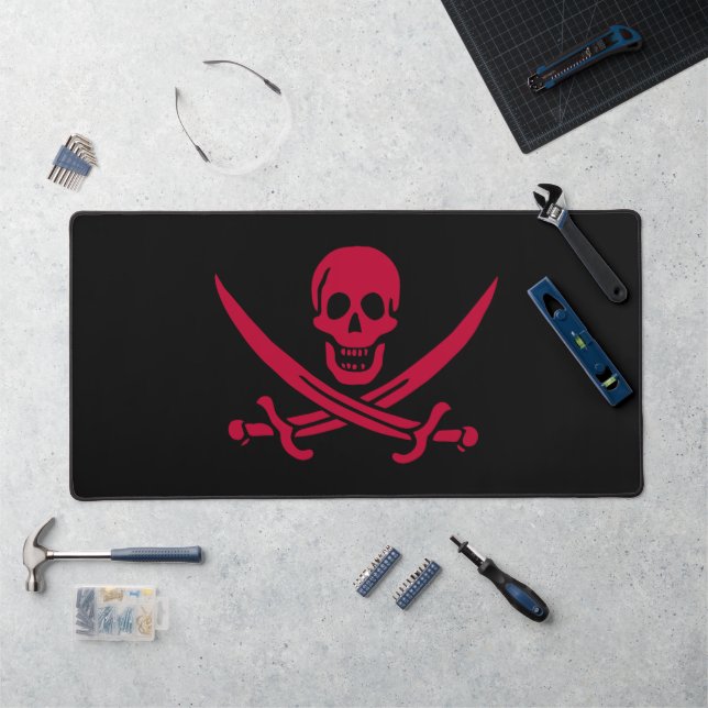 Crimson Skull & Swords Pirate flag of Calico Jack Desk Mat (Workstation)