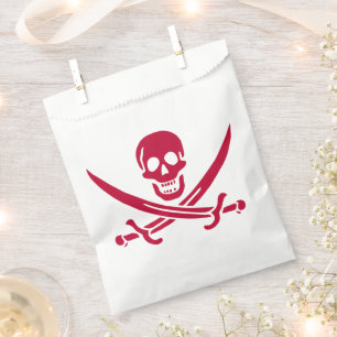 Crimson Skull & Swords Pirate flag of Calico Jack Favour Bags