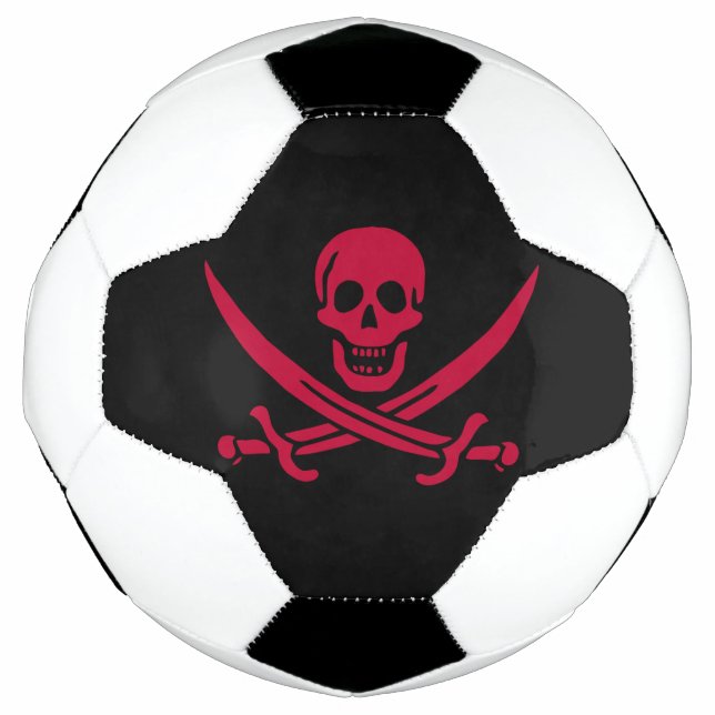 Crimson Skull & Swords Pirate flag of Calico Jack Football (Front)