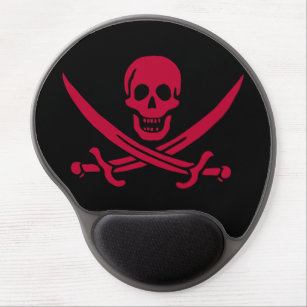 Crimson Skull & Swords Pirate flag of Calico Jack Gel Mouse Mat