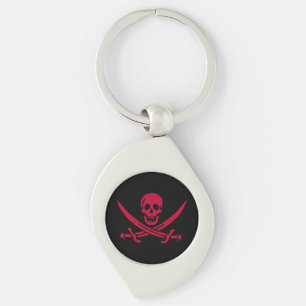 Crimson Skull & Swords Pirate flag of Calico Jack Key Ring